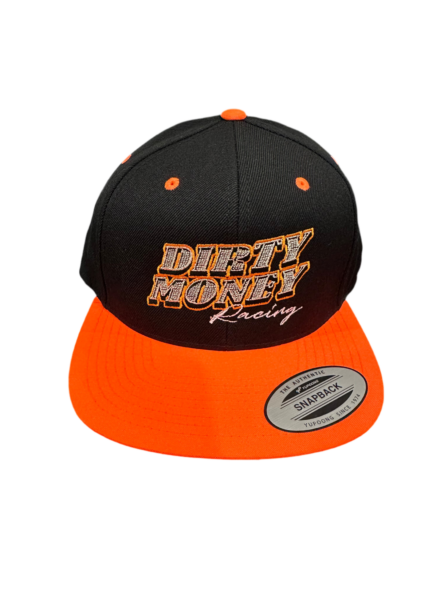 Classic Snapback Hat Embroidered Logo Neon Orange