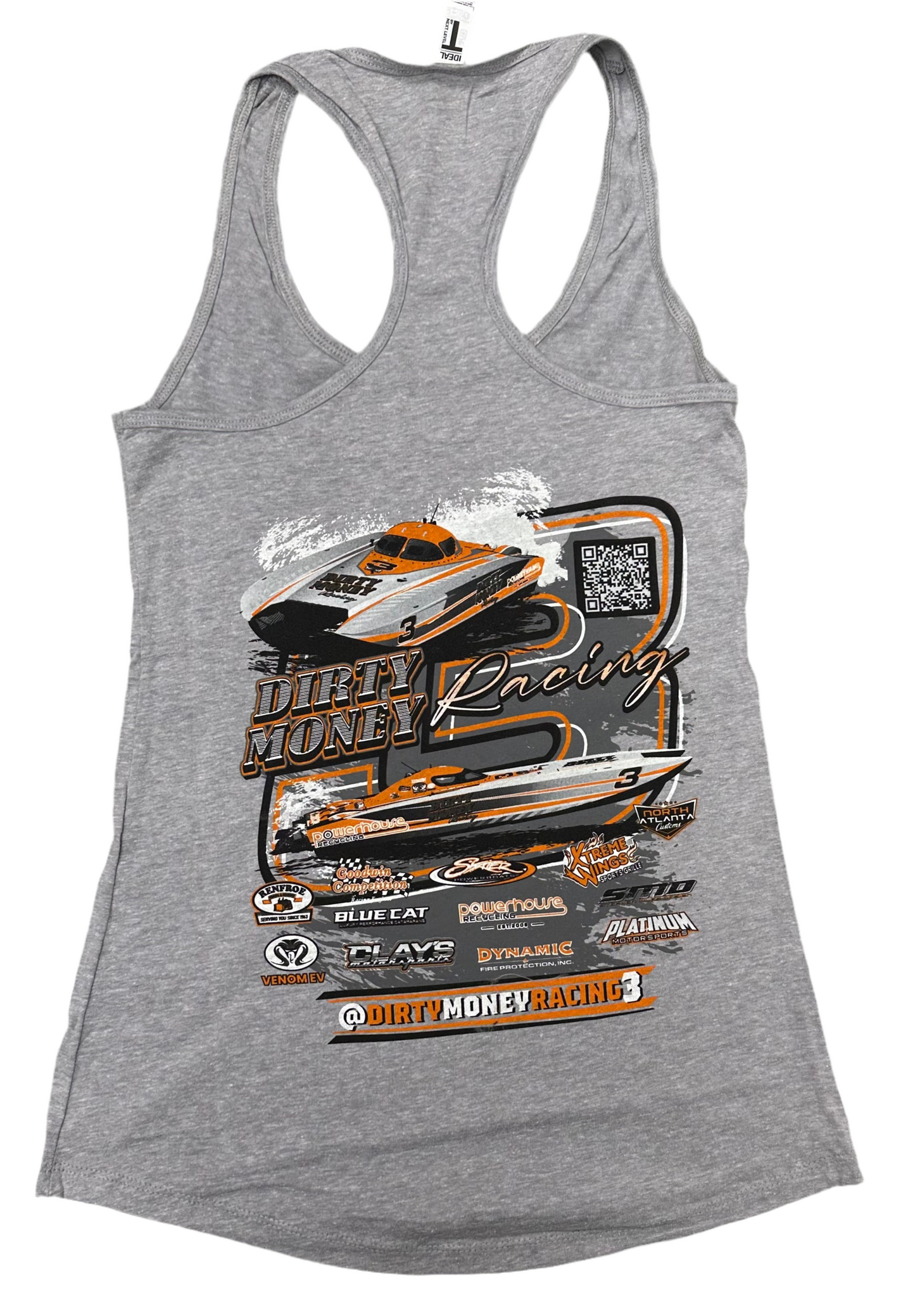 Design #3 Ladies Racerback Tank Grey