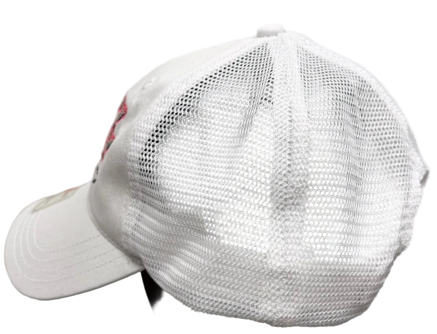 Richardson White Unstructured Low Profile Trucker Hat w/Pink Logo
