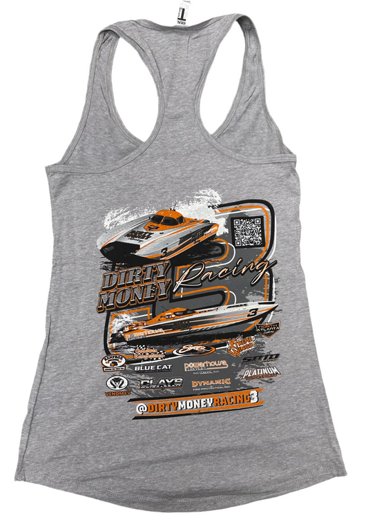 Design #3 Ladies Racerback Tank Grey