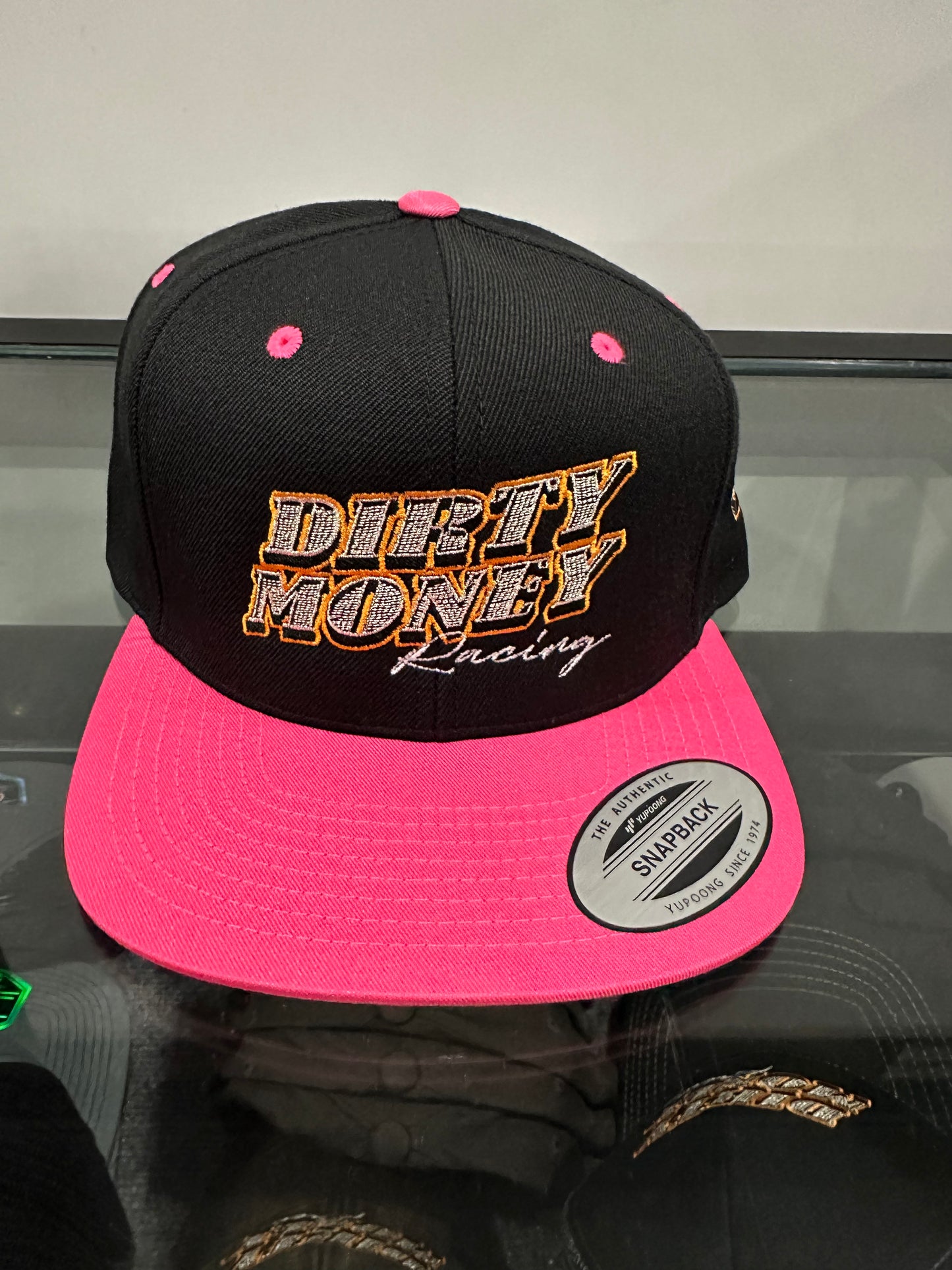 Classic Snapback Hat Embroidered Logo Pink