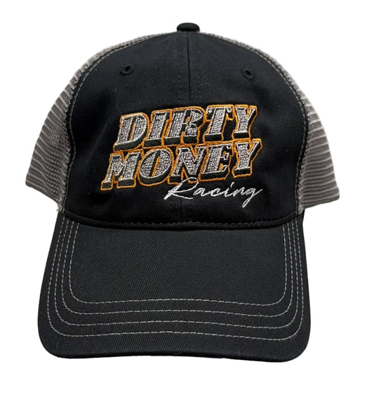 Black/Charcoal Unstructured Low Profile Trucker Hat